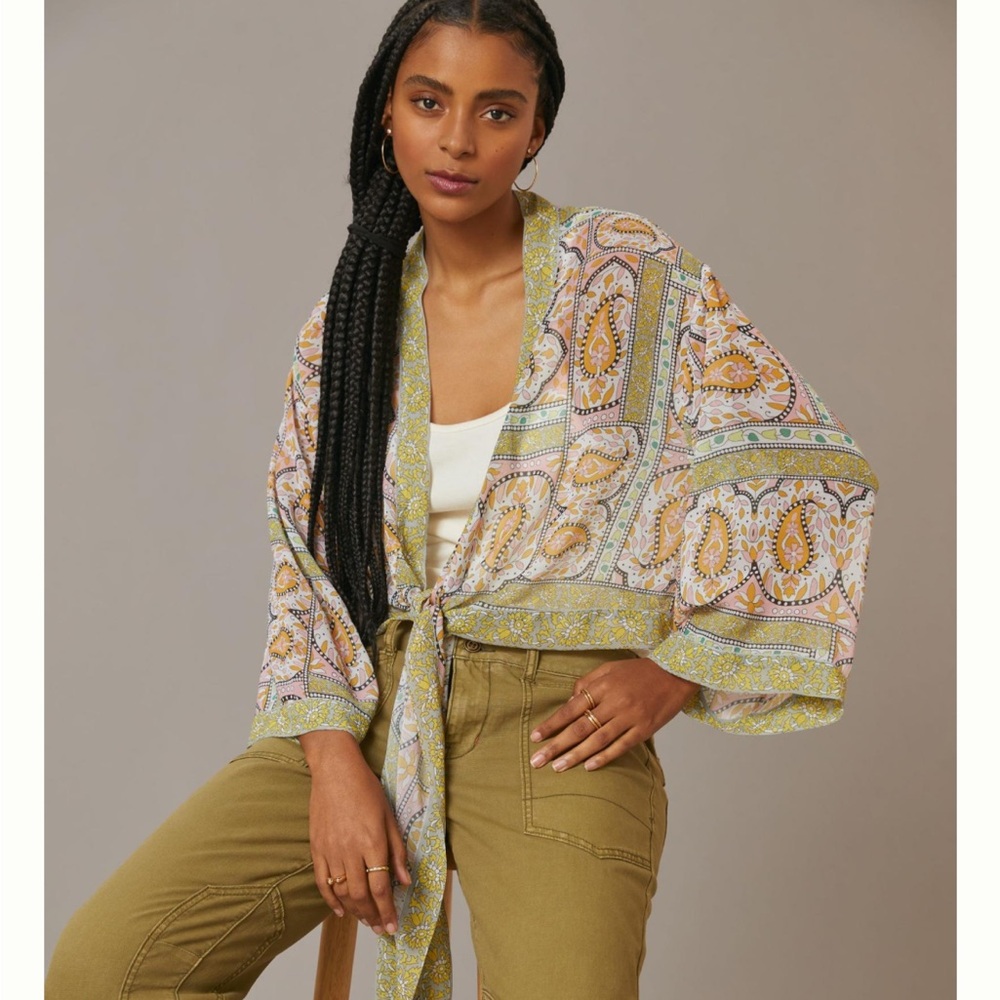 Anthropologie Kimono Saachi Tie Front Top